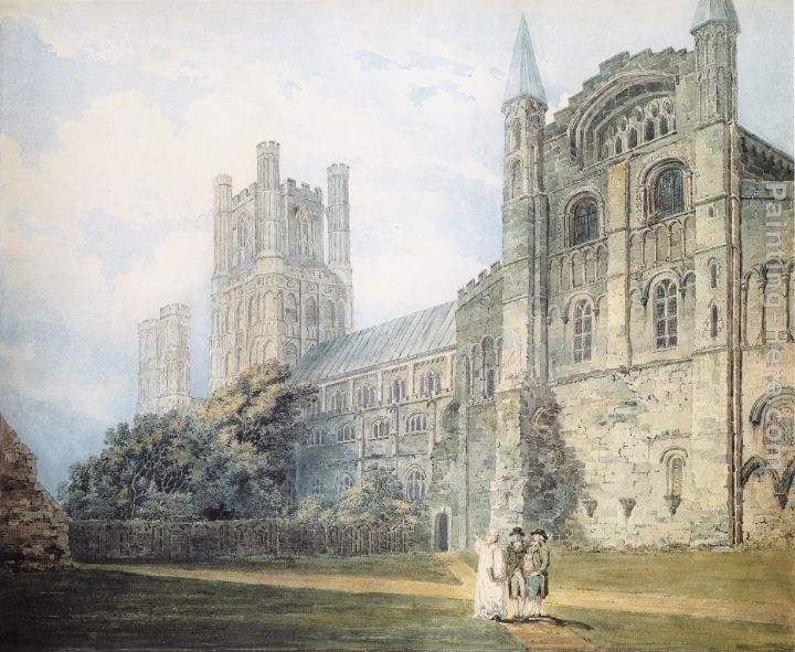 Ely Cathedral from the South-East (after James Moore) painting - Thomas Girtin Ely Cathedral from the South-East (after James Moore) art painting